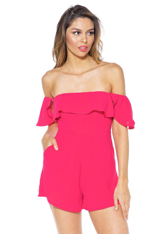 Elegant Off Shoulder Pink Romper