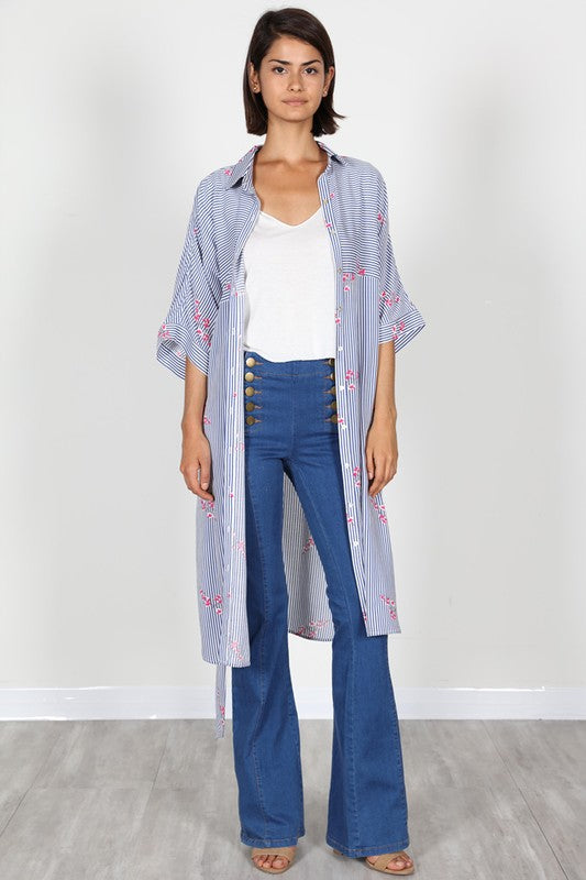 Fashion Blue Stripe Shirt Dress