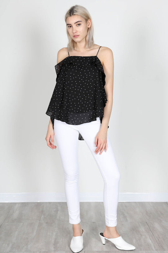 Fashion Black Polka Dot Strap Top