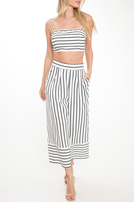 Summer White Striped Strap Top