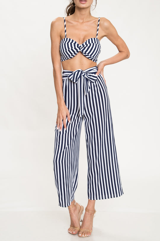 Fashion Marine Navy Tie-Up Pants