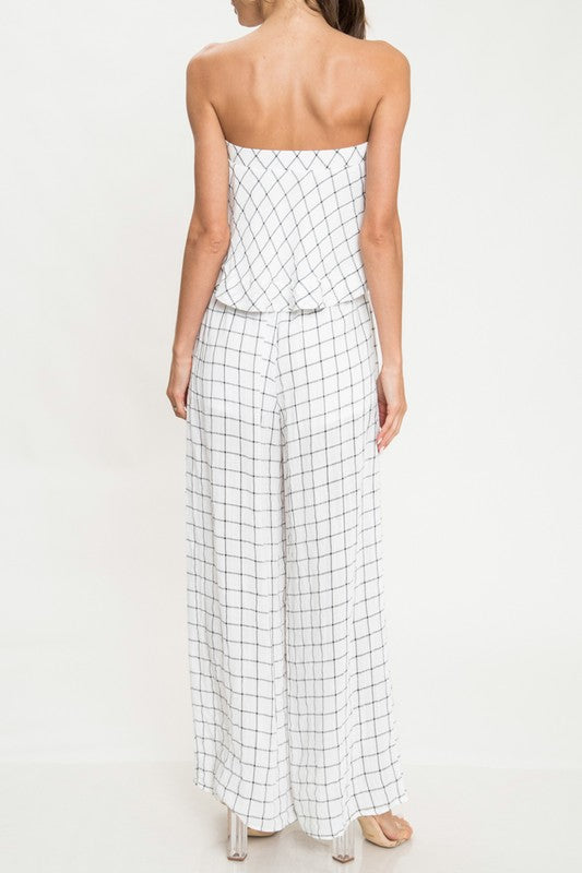 Elegant Contrast Checkered Tie-Up Cut Out Pants