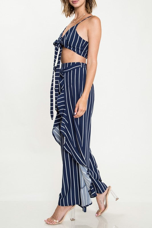 Elegant Tie-Up Navy Marine Top