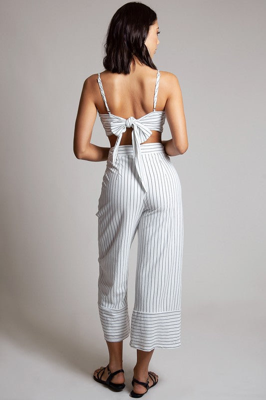 Summer Ivory Striped High Waisted Pants