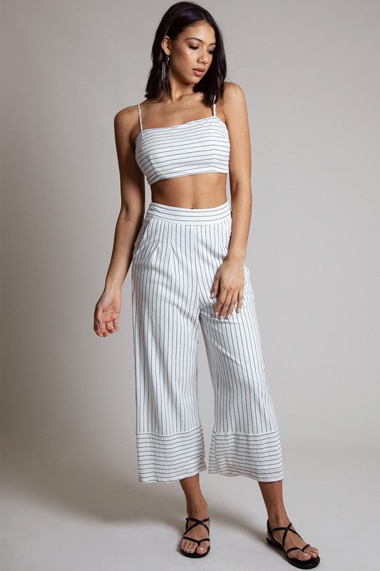 Summer Ivory Striped High Waisted Pants
