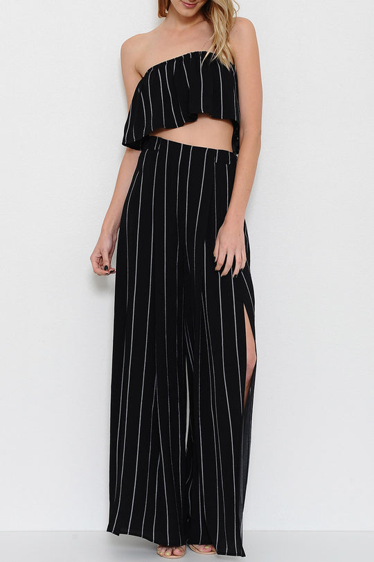 Summer Strapless Black Contrast Top
