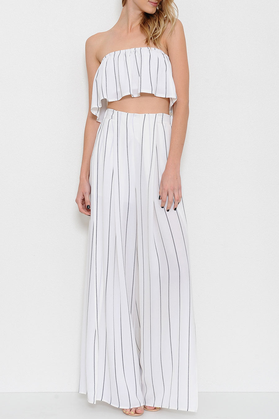 Summer Strapless White Contrast Top
