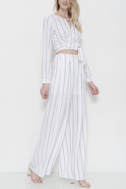Summer Cut Out White Contrast Pants