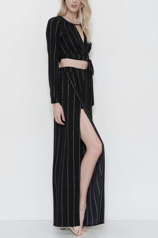 Summer Cut Out Black Contrast Pants