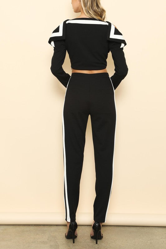 Fashion Black Contrast Detailed Pants