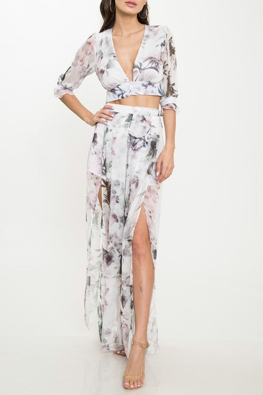 Elegant Floral Summer Cut Out Pants