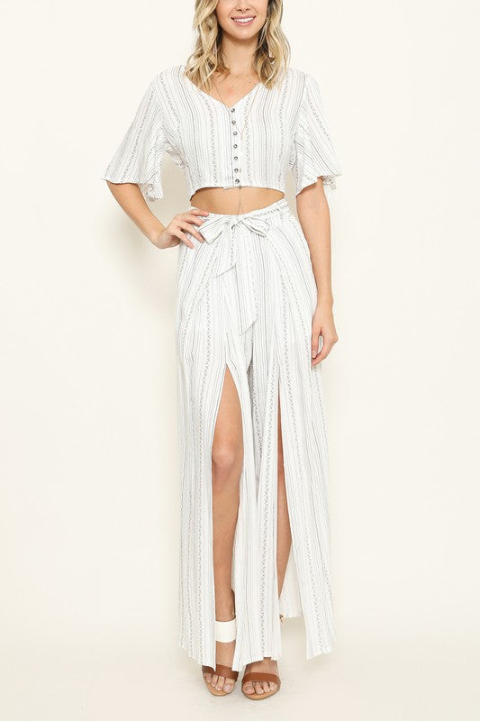 Summer High Waisted Striped Cut Out Multi-Color Pants