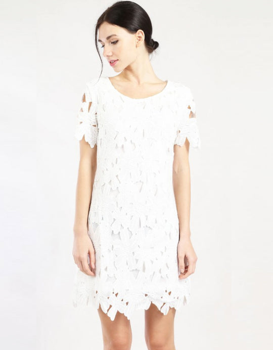 Lace Floral Short Sleeve Dress