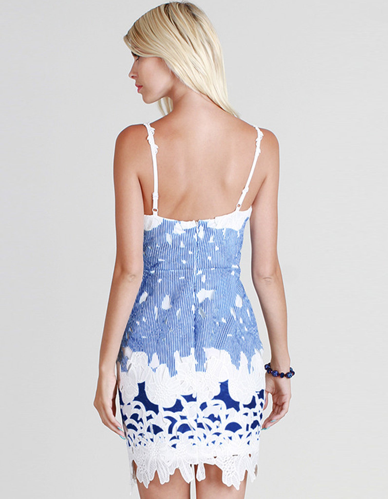 Mix Pattern Blue White Dress
