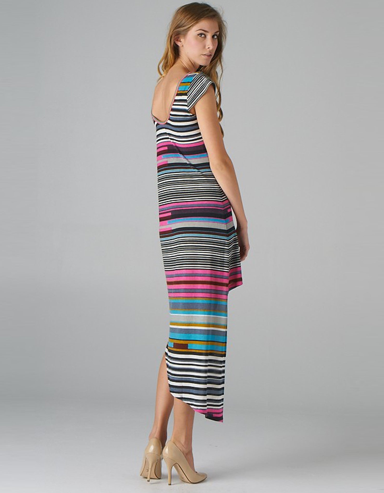 Multi-Color High Low Maxi Dress