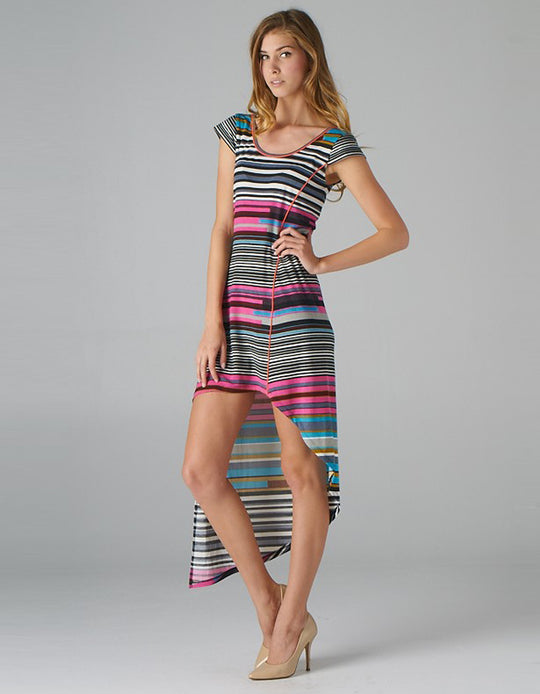 Multi-Color High Low Maxi Dress
