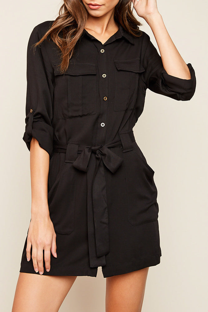 Fashion Black Shirt Dress