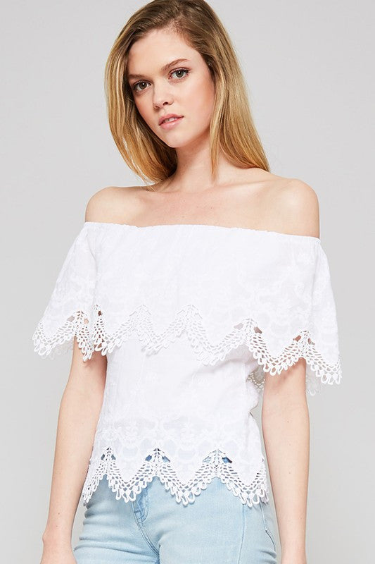 Summer Off Shoulder White Lace Top