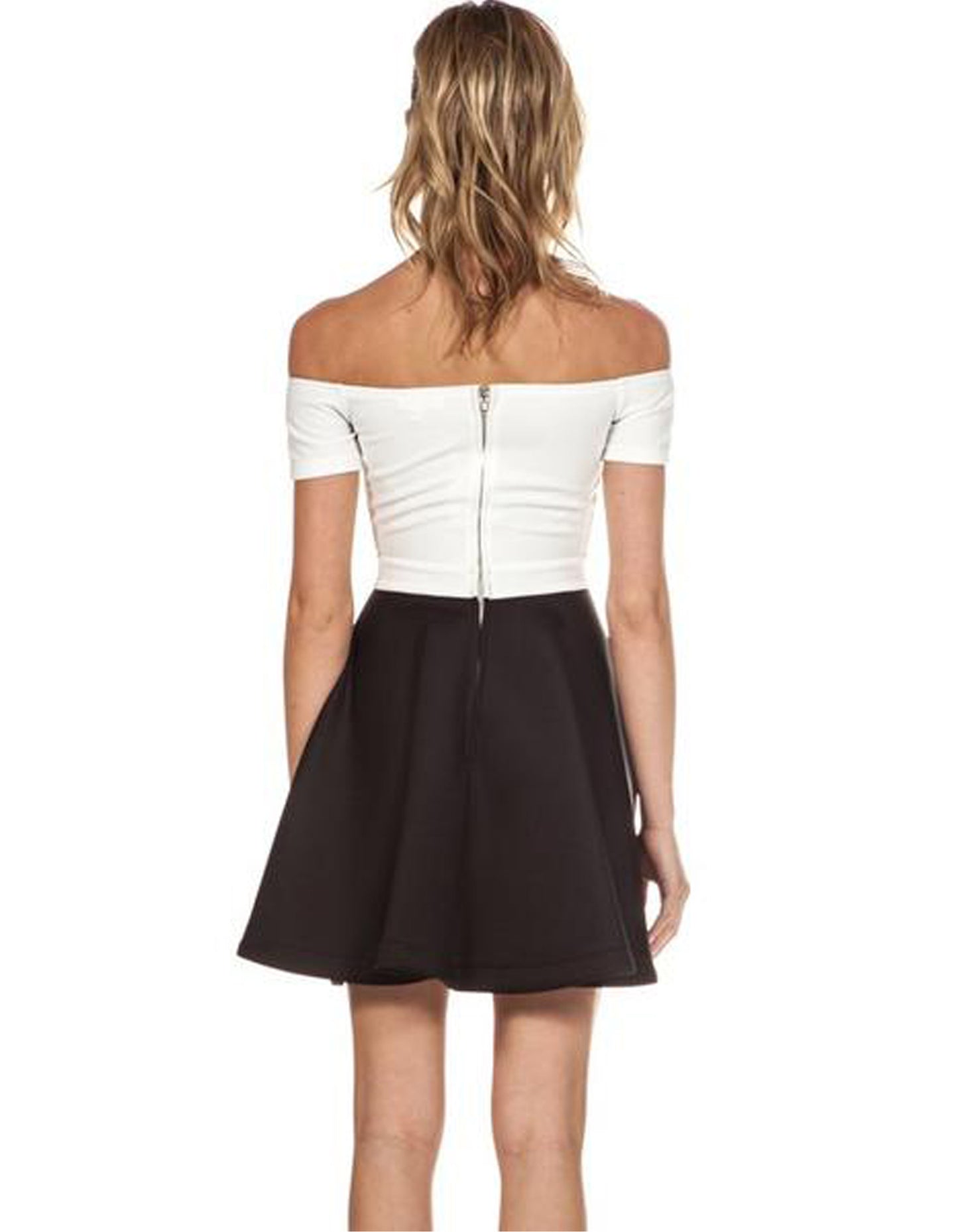 Off The Shoulder A-Line Black Skirt Dress