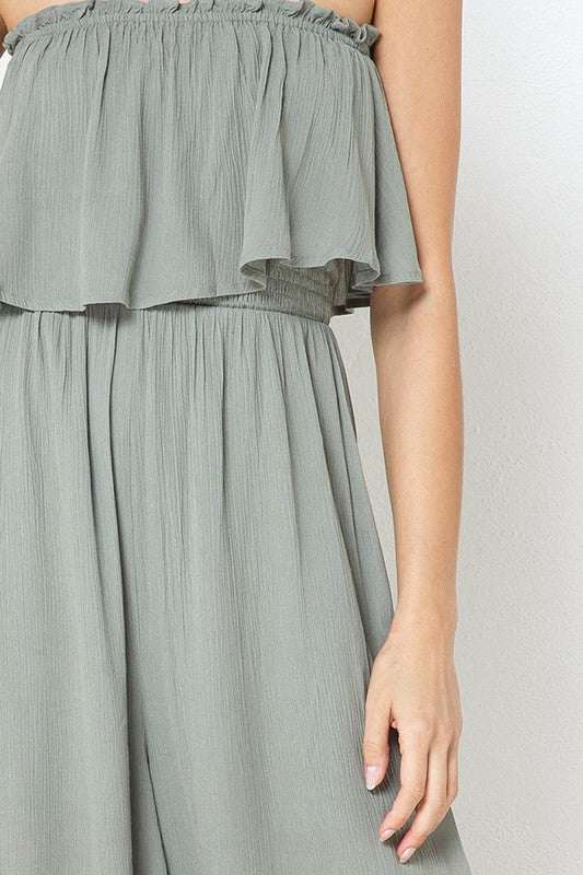 Fashion Seagrass Strapless Wide Leg Jumpsuit L / Seagrass Fashion Seagrass Strapless Wide Leg Jumpsuit L / Seagrass