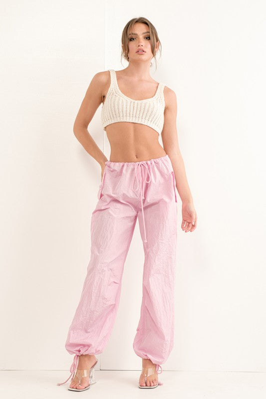 Fashion Casual Baby Pink Low Rise Pants
