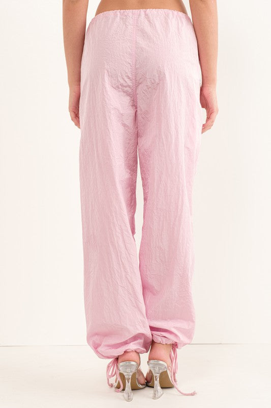 Fashion Casual Baby Pink Low Rise Pants
