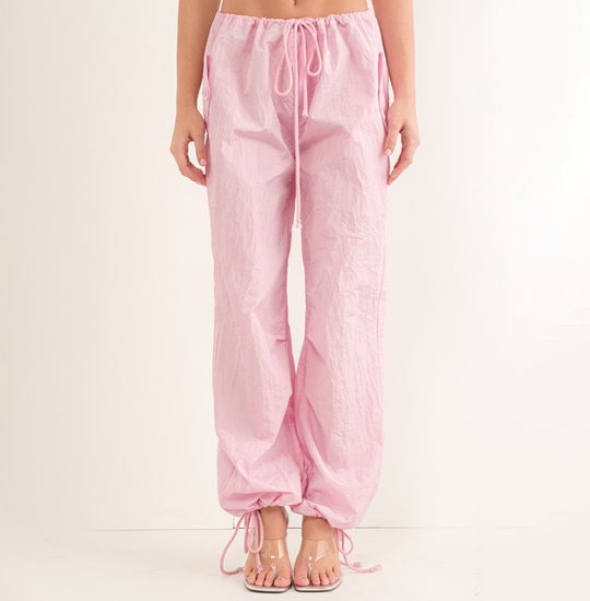 Fashion Casual Baby Pink Low Rise Pants