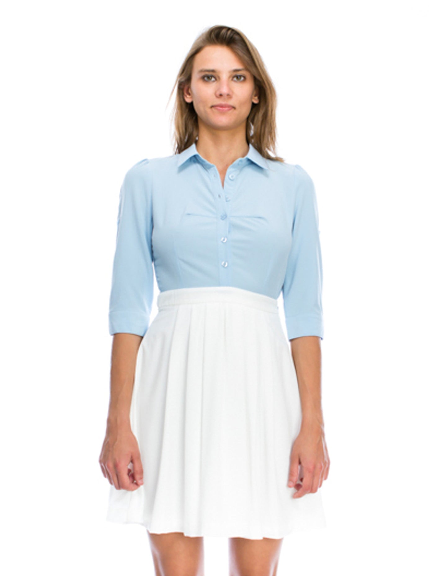 Pastel Light Blue White Shirt Dress