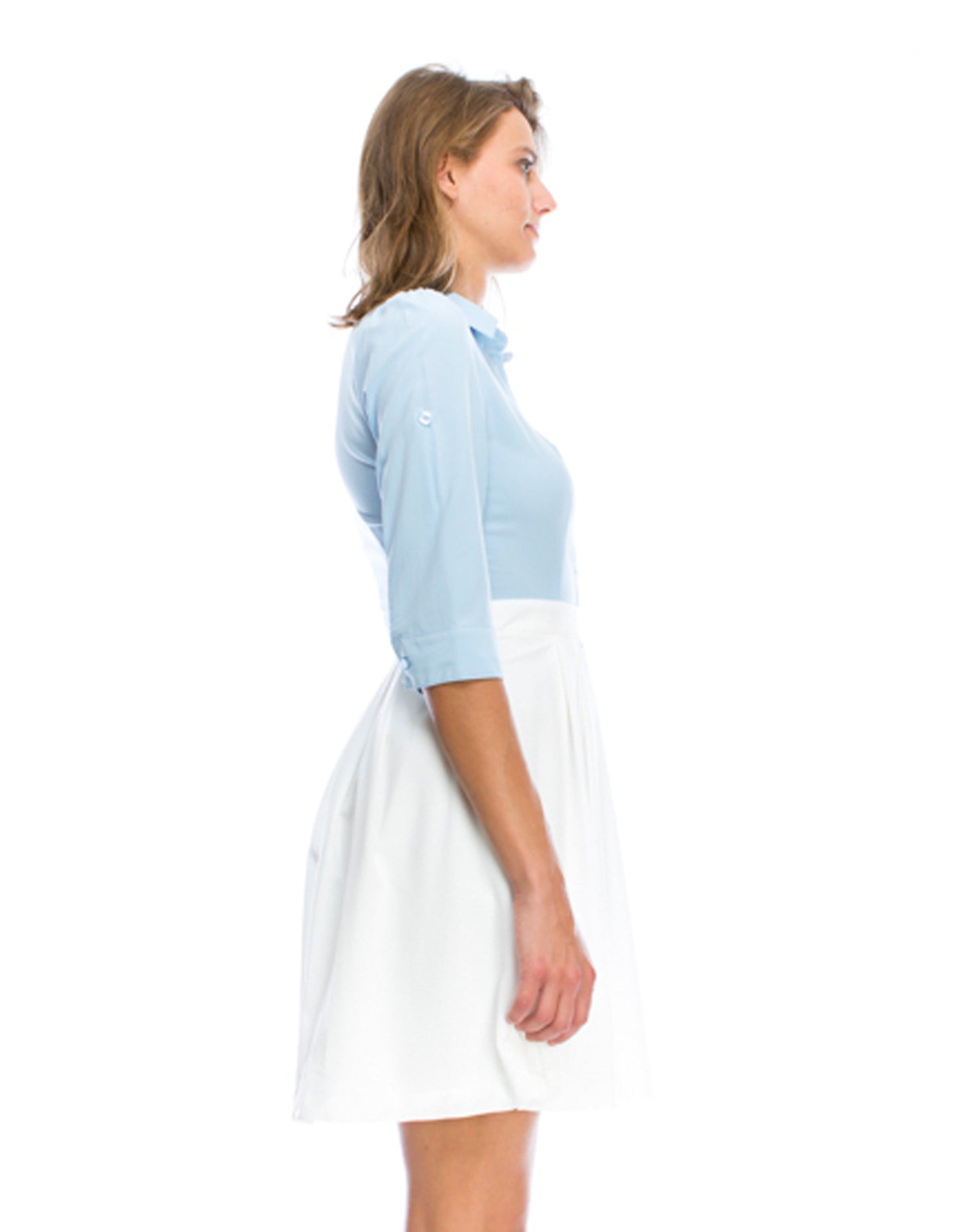 Pastel Light Blue White Shirt Dress