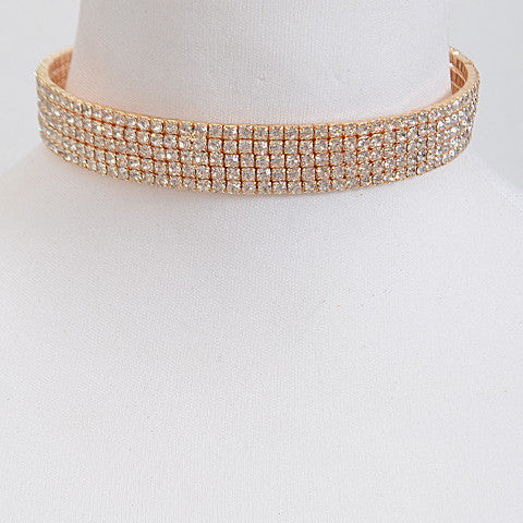 Elegant Rhinestone Open Choker Necklace