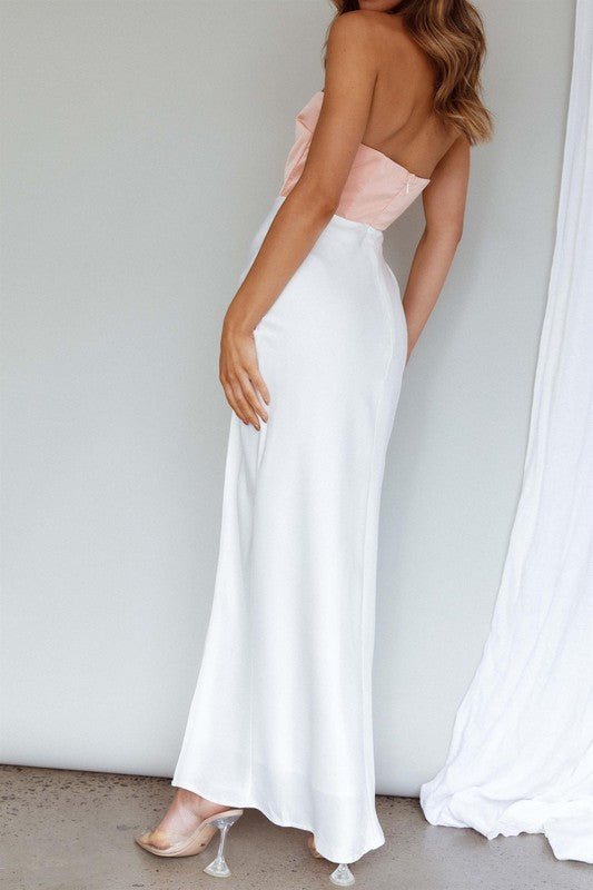 maxi dress with boning Floral Print Corset Boning Maxi Dress