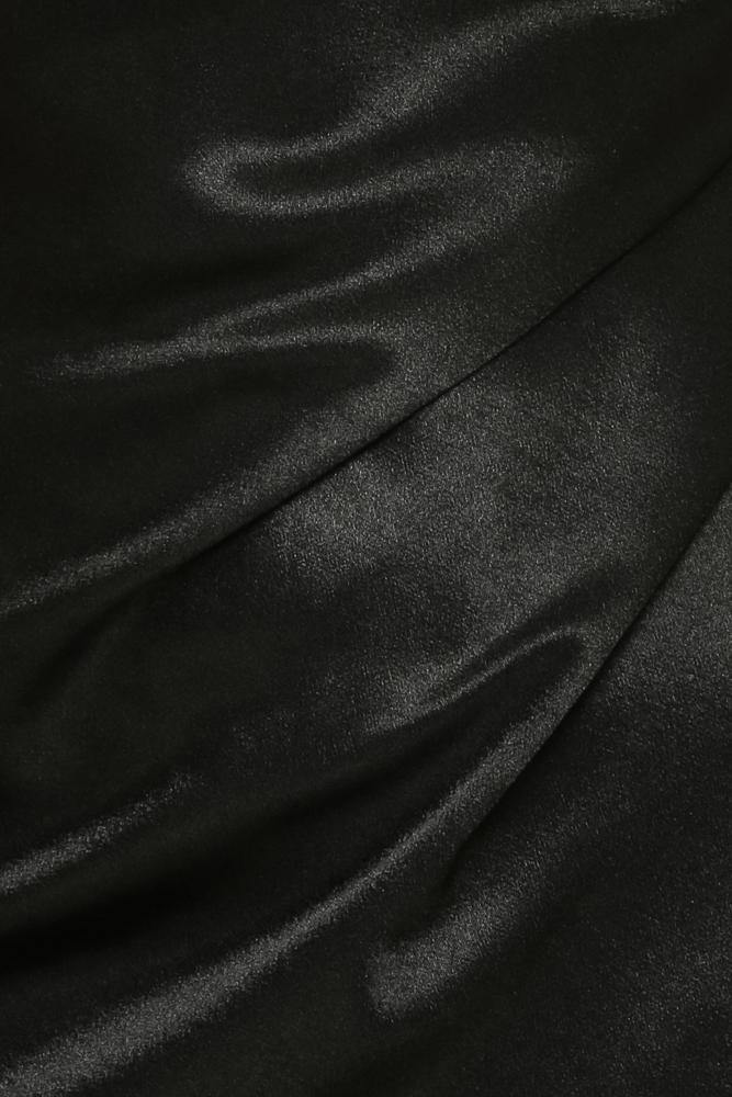 Elegant Strap V-Neck Satin Black Dress