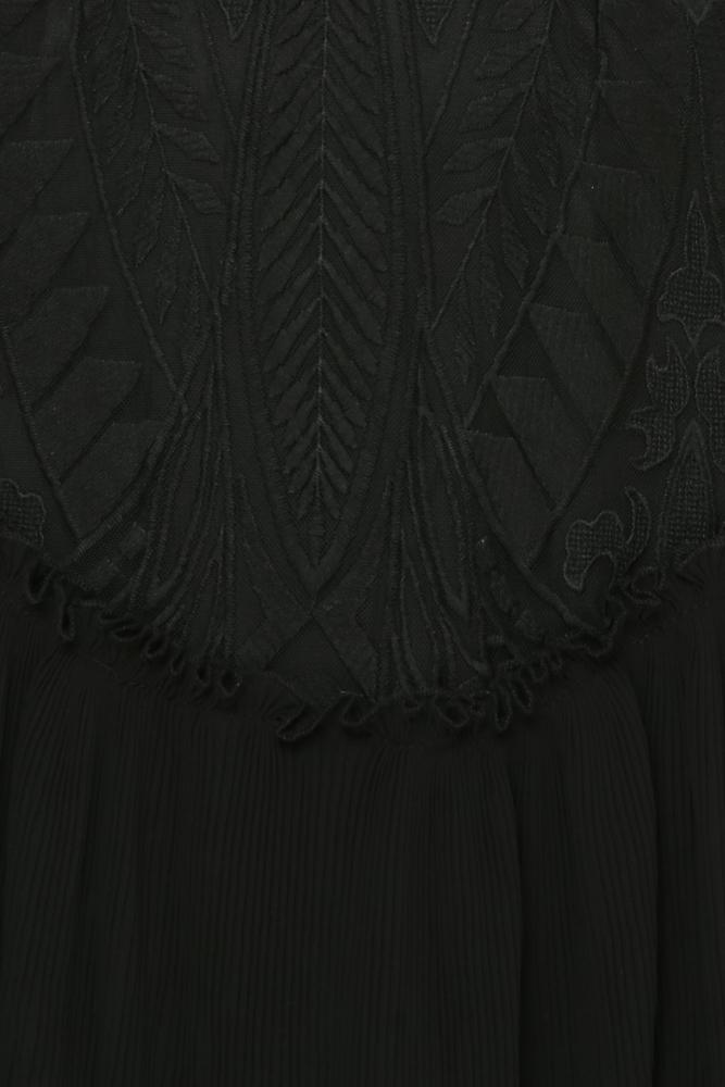 Elegant Off Shoulder Black Floral Lace Ruffle Dress