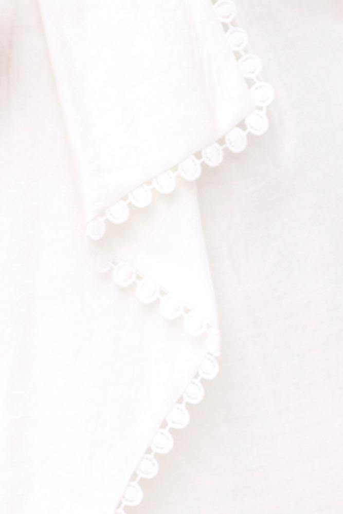 Fashion Strapless Front Tie-Up Ruffle Tassel White Romper