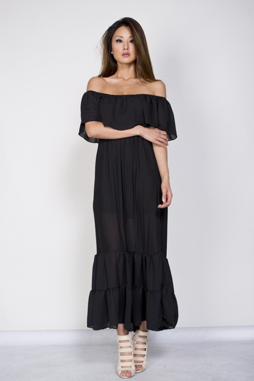 Off The Shoulder Black Maxi Dress – EDITE MODE