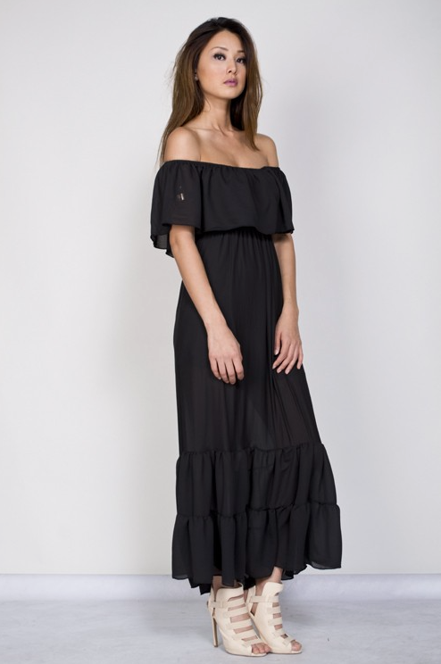 Off The Shoulder Black Maxi Dress – EDITE MODE