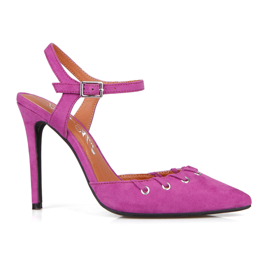 Elegant Fuchsia Lace Pointy Heels