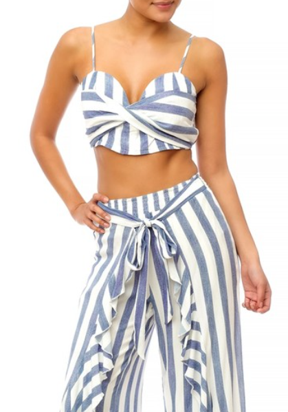 Fashion Summer Blue Marine Knot Strap Top