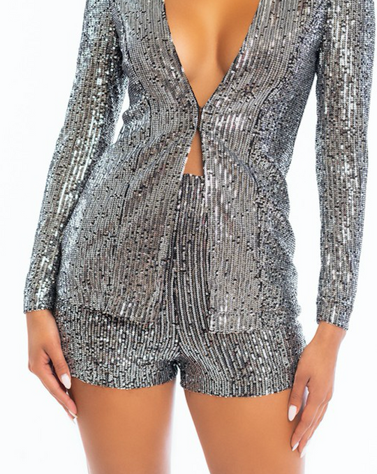 Fashion Black Silver Sequence Shorts