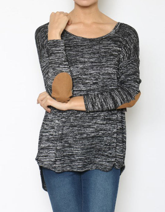 Soft Knit Sweater with Elbow Patch