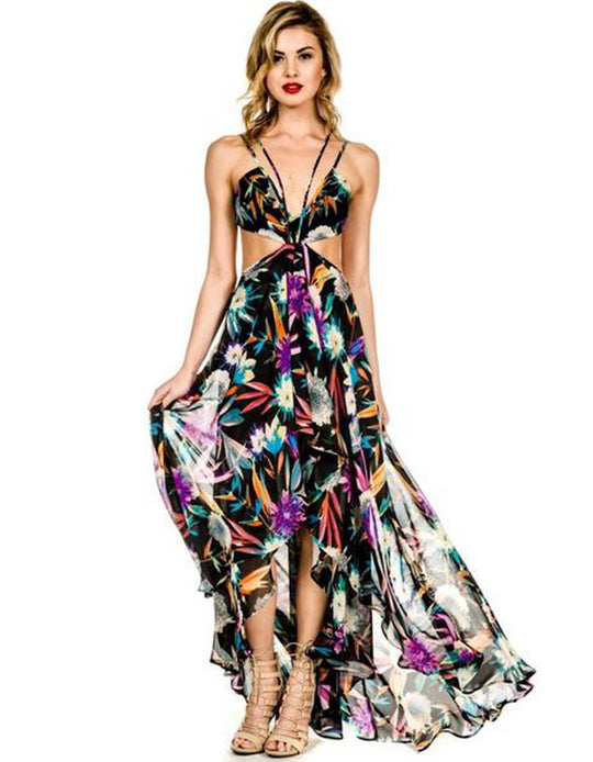 Summer Cutout Black Maxi Dress