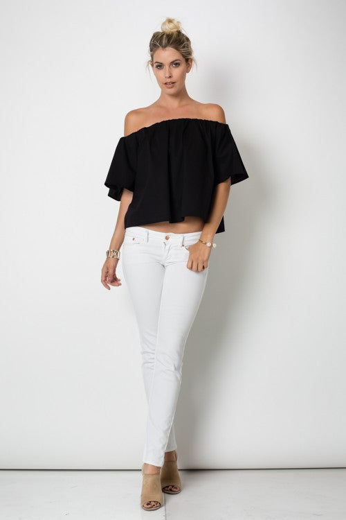 Casual Off Shoulder Black Top