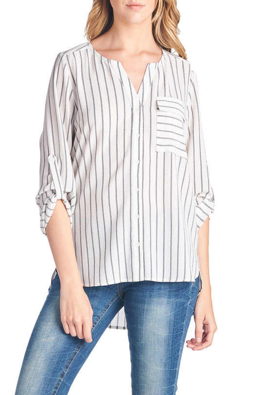 Fashion Contrast Striped Blouse