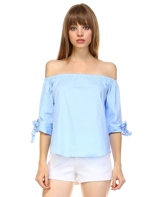 Summer Light Blue Off Shoulder Top