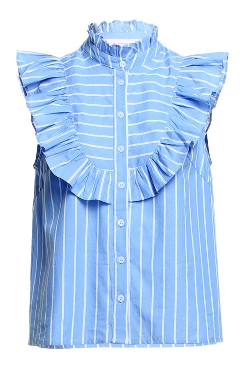Elegant Marine Striped Button Down Blouse