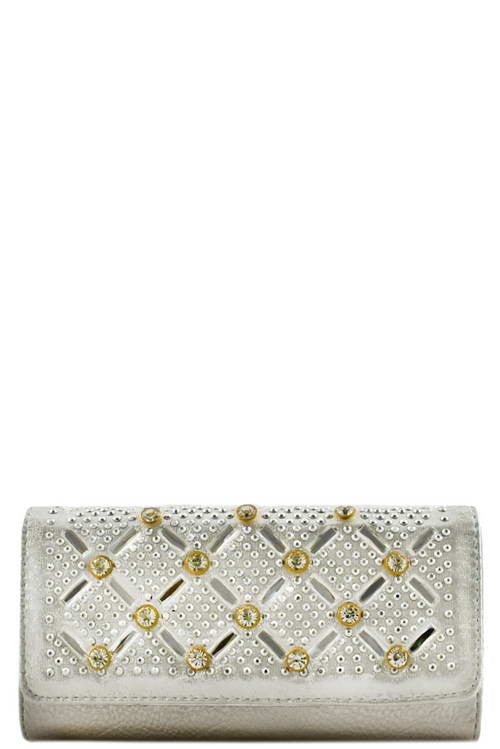 Elegant Silver Rhinestone Wallet