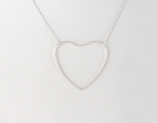 Fashion Heart Pendant Silver Necklace