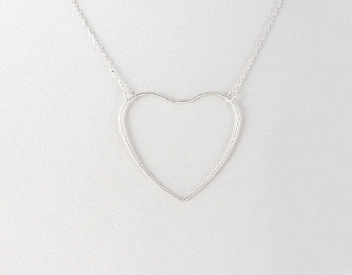 Fashion Heart Pendant Silver Necklace