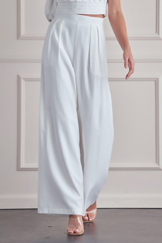 Elegant White High Waisted Wide Leg Pants – EDITE MODE