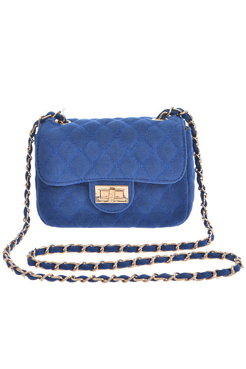 Fashion Blue Clutch with Quilted Detail